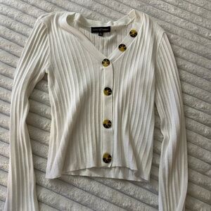 White Ribbed Cardigan